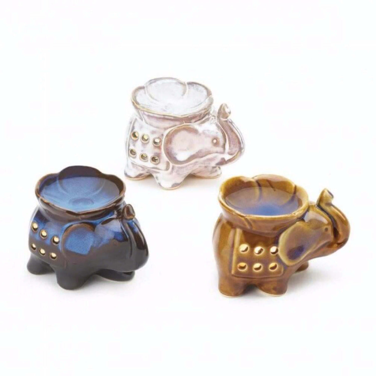 Elephant Oil Warmer Trio with 3 Tea Lights and Choice of Oil - The House of Awareness