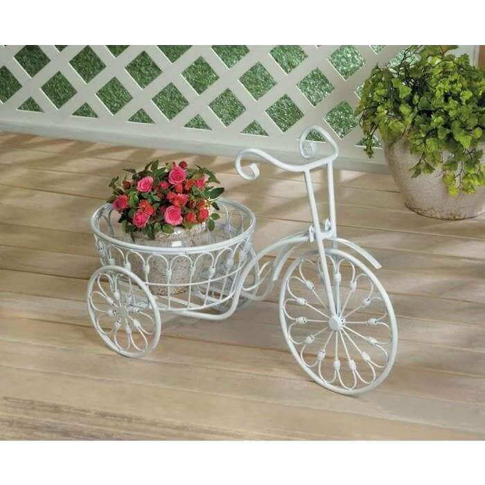 White Tricycle Bicycle Planter - The House of Awareness
