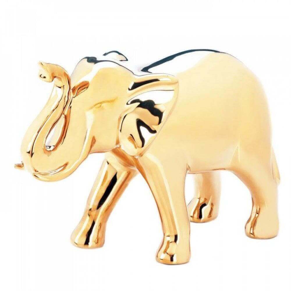 Large Golden Elephant Figure - The House of Awareness