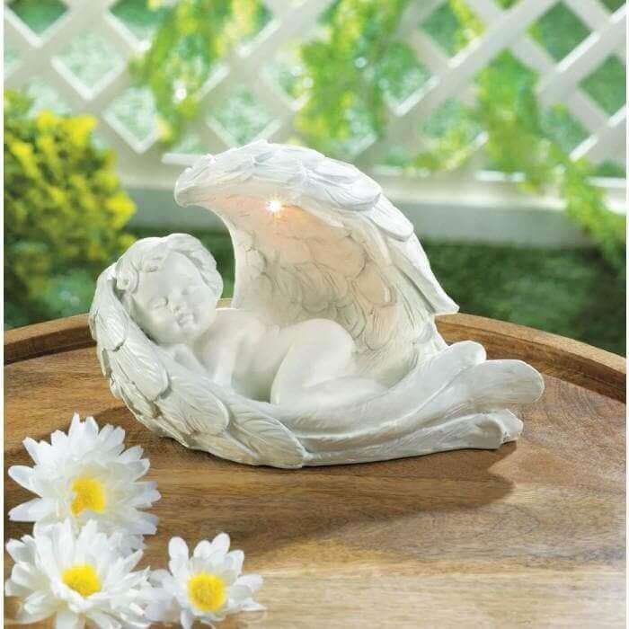 Set of 2 Peaceful Cherub Figurines With Solar Light - The House of Awareness