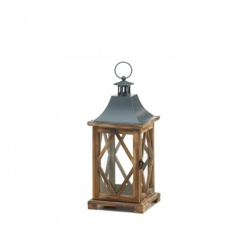 Wooden Diamond Motif Wooden Lantern - The House of Awareness