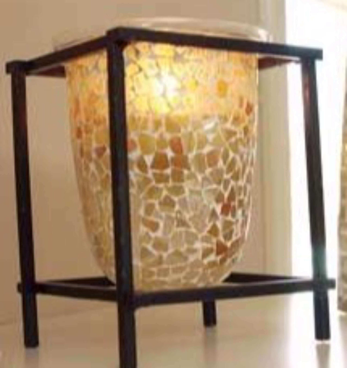 iron stand with mosaic candle holder