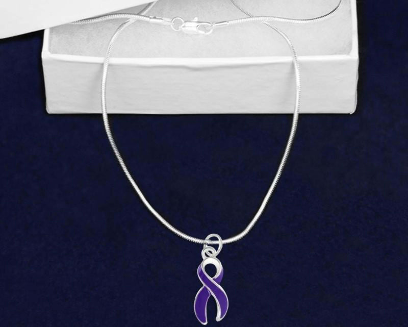 Large Purple Ribbon Necklace