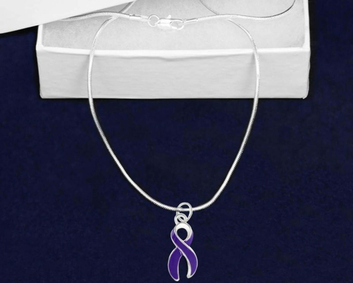 Large Purple Ribbon Necklace- The House of Awareness
