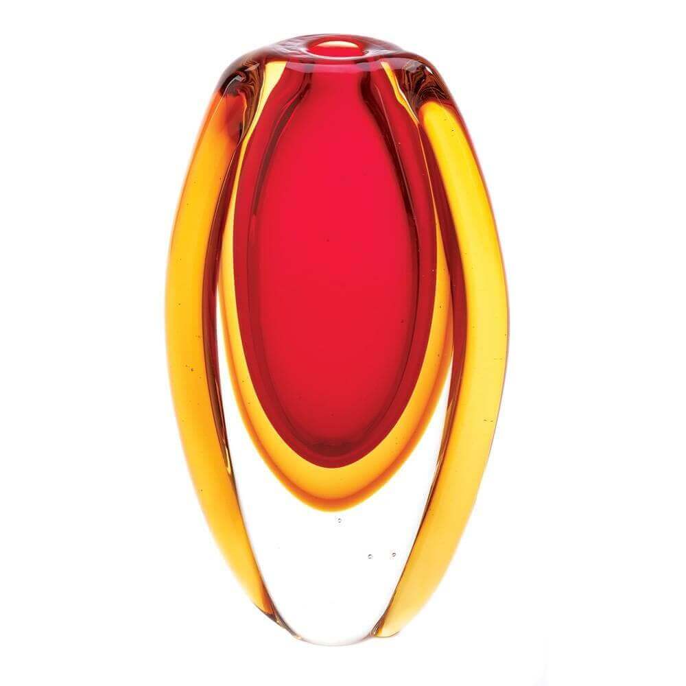 Brilliant Red and Gold Glass Vase - The House of Awareness