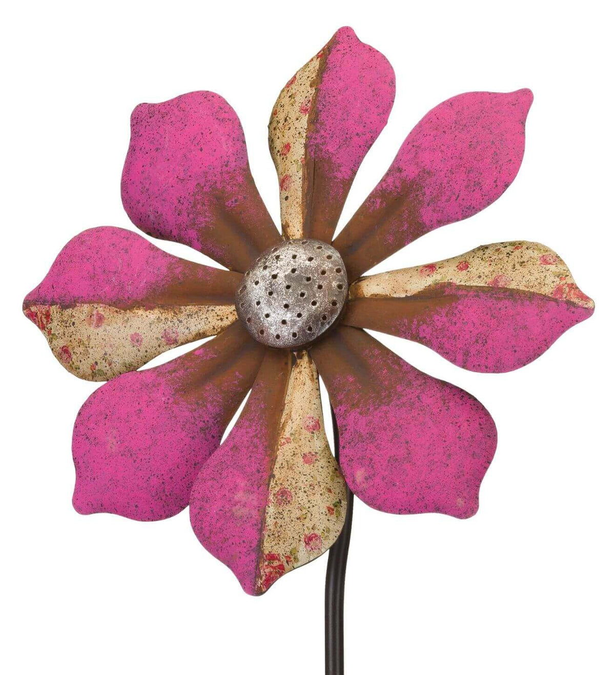  Pink Flower Wind Spinner with Stake