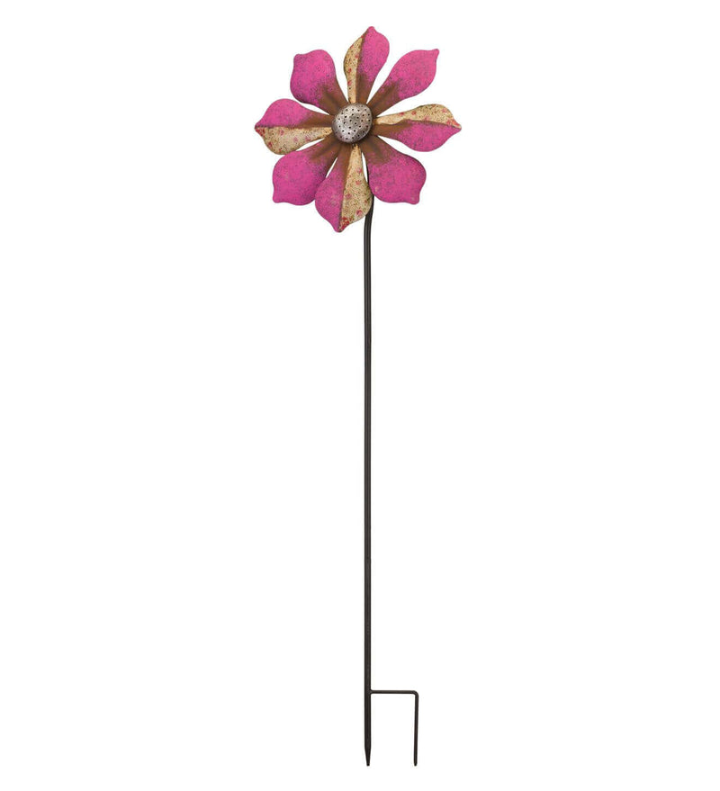  Pink Flower Wind Spinner with Stake