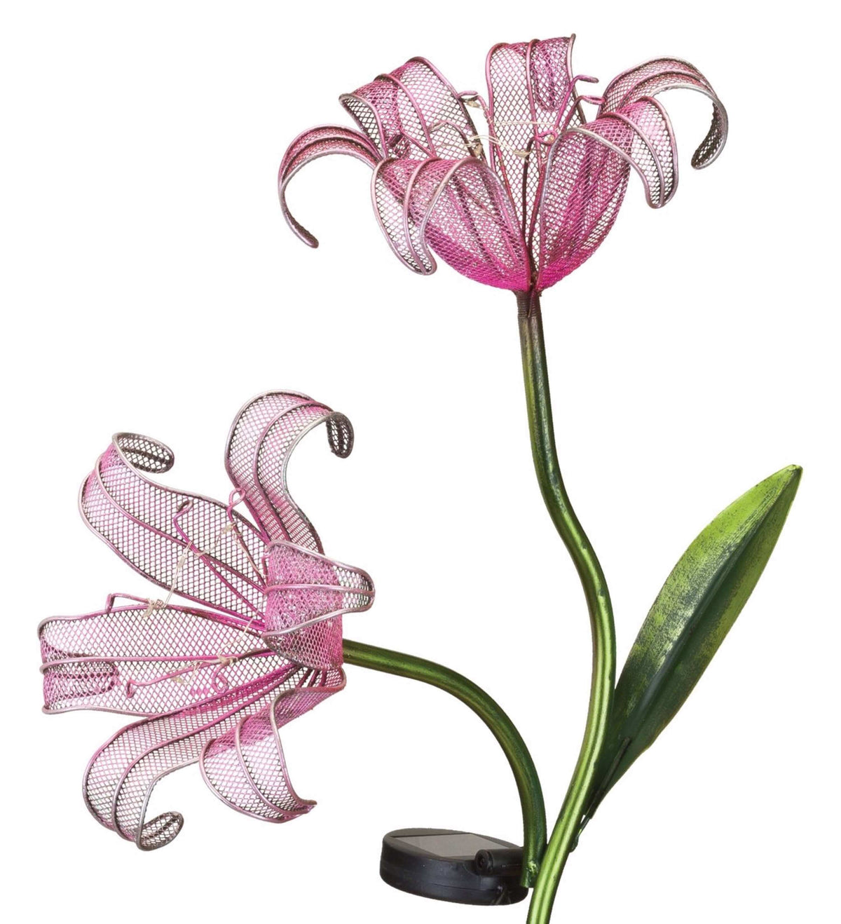 Pink Double Lily Solar Stake