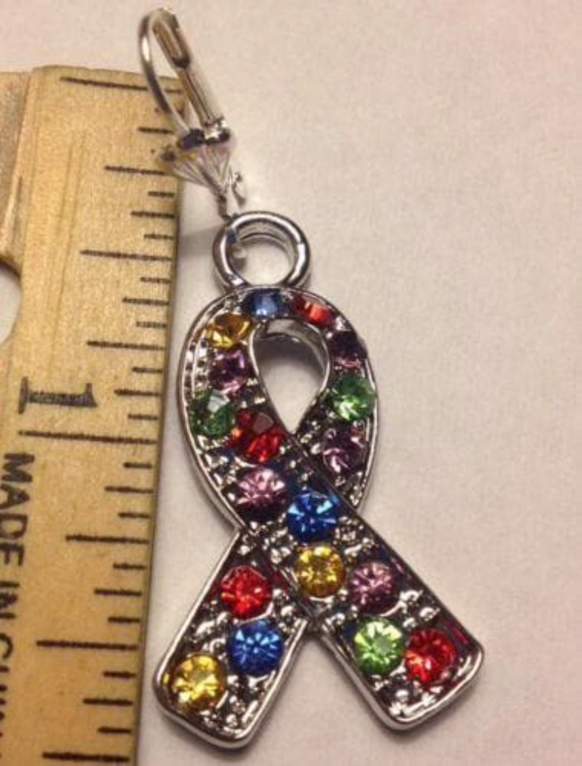 Autism Awareness Crystal Silver Ribbon Earrings - The House of Awareness