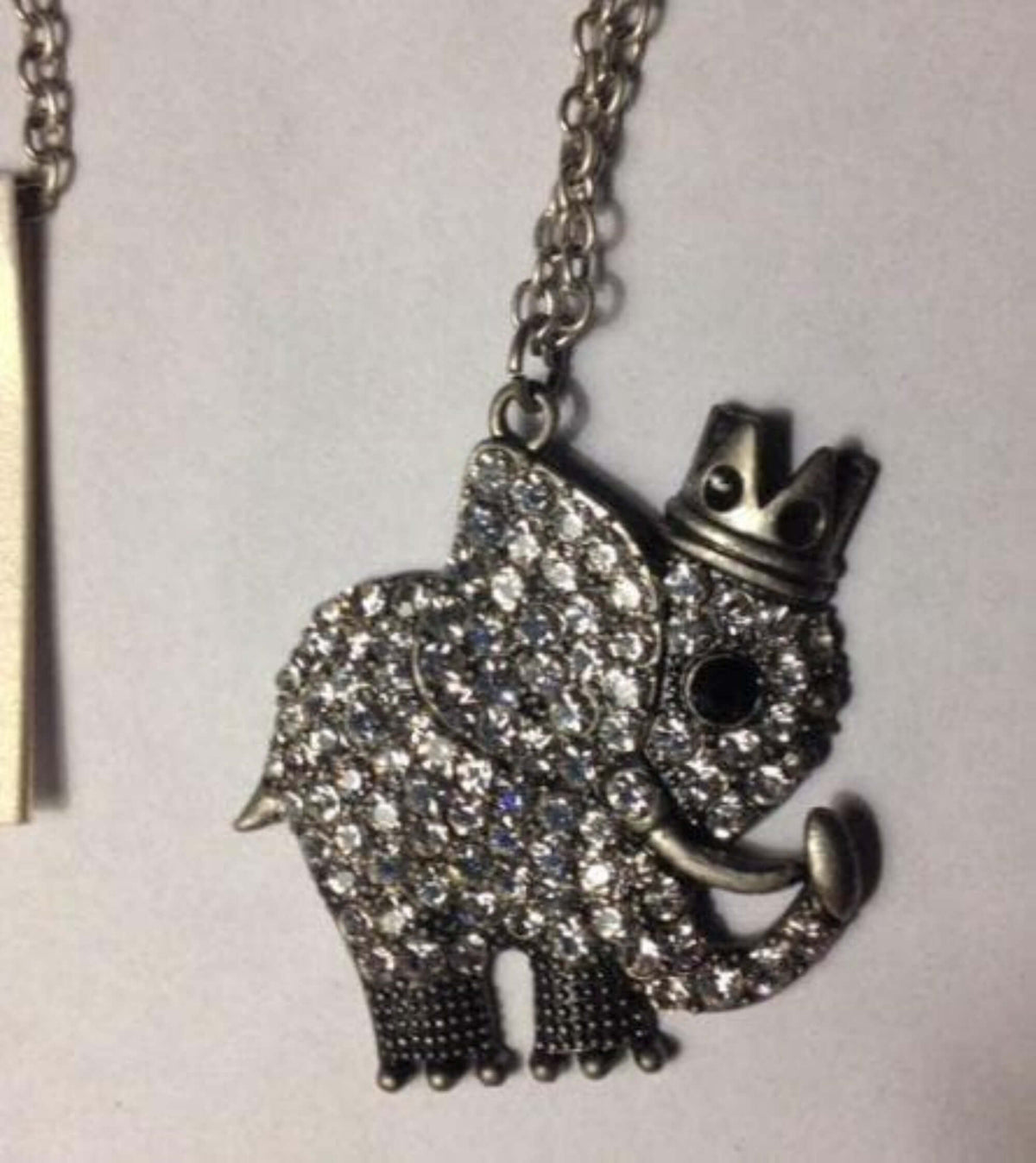Jewelry Crystal stud burnish metal king of elephant pendant long necklace - The House of Awareness