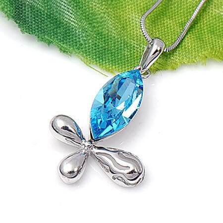 Sterling Silver Swarovski Elements Blue Pendant with Necklace - The House of Awareness