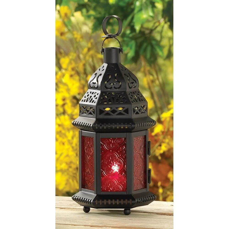Red Glass Moroccan Lantern - The House of Awareness