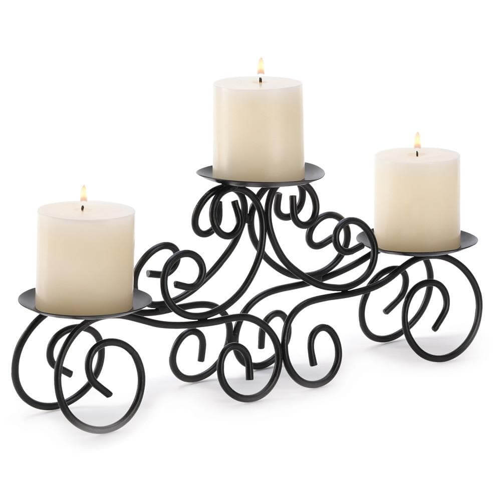 Set of 2 Black Iron Candle Centerpieces - The House of Awareness