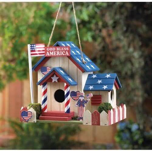 Set of 2 God Bless America Birdhouses - The House of Awareness