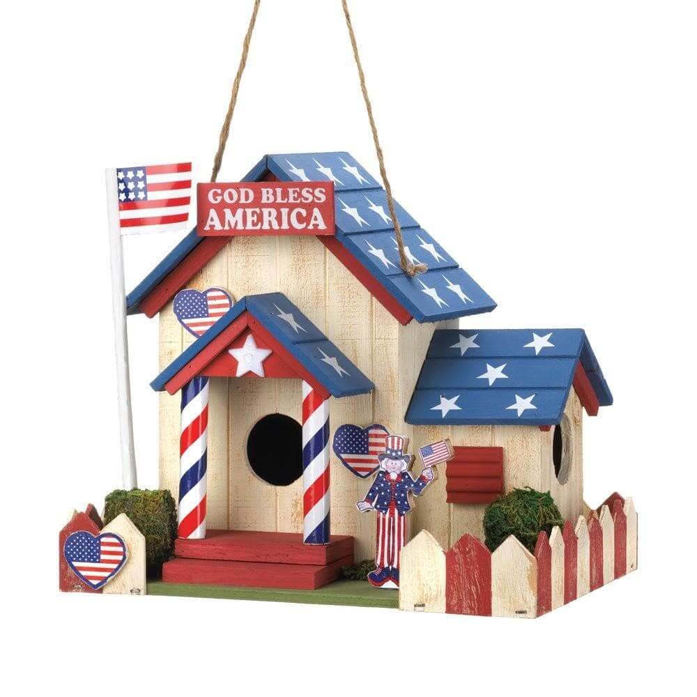 Set of 2 God Bless America Birdhouses - The House of Awareness