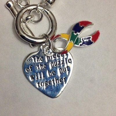 AUTISM Awareness SUPPORT BLUE Rope Bracelet Puzzle Ribbon and Charm - The House of Awareness