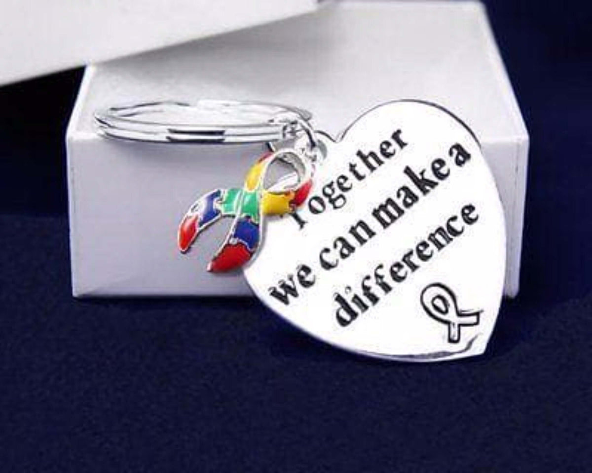 Ribbon Key Chain words "Together We Can Make A Difference" for All Causes - The House of Awareness