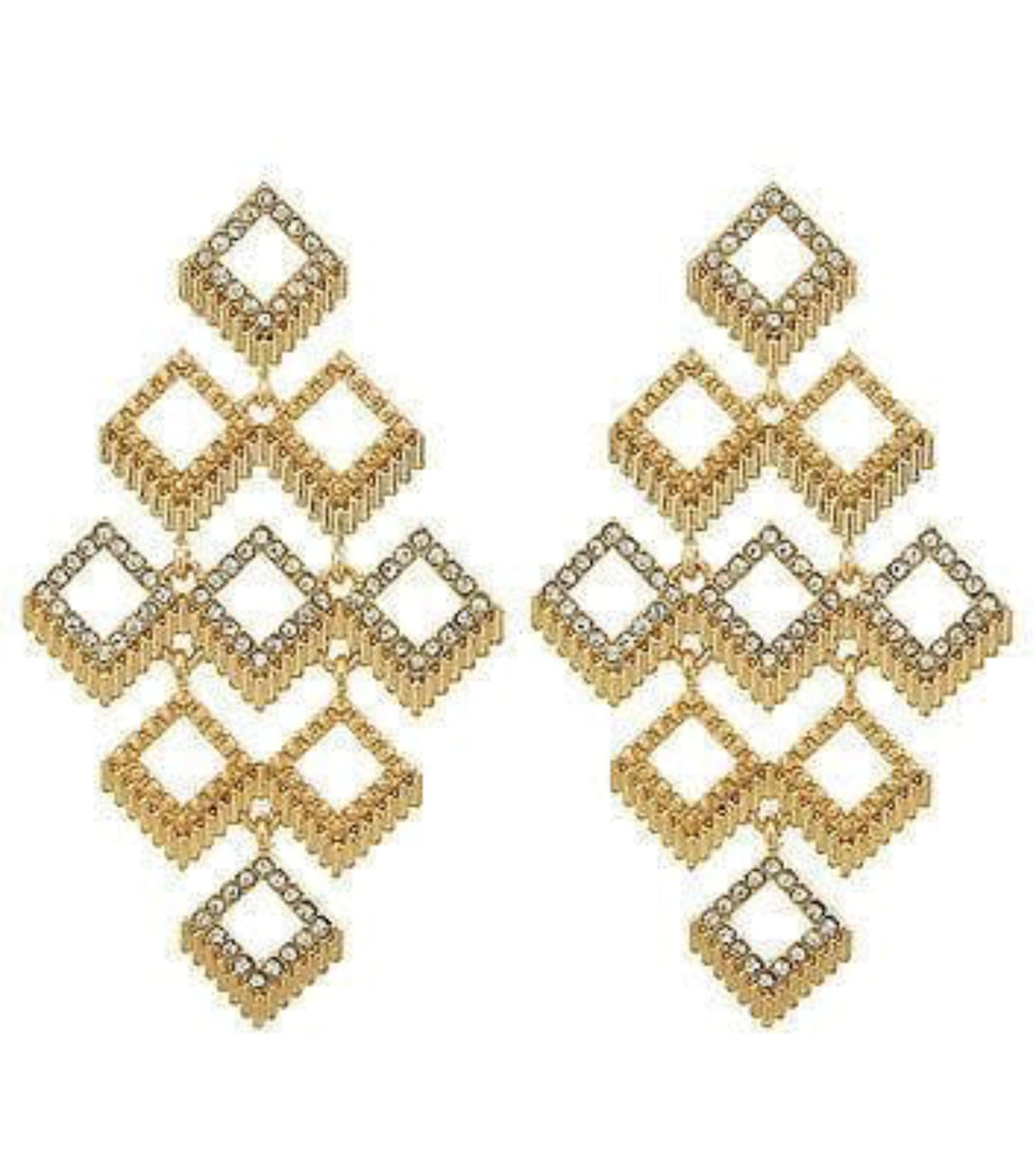 Square Pattern Gold Drop Earrings - The House of Awareness