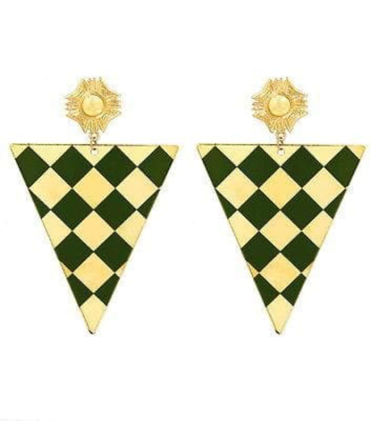 Post Statement Theme Check pattern Shape Triangle in/with Green Gold - The House of Awareness