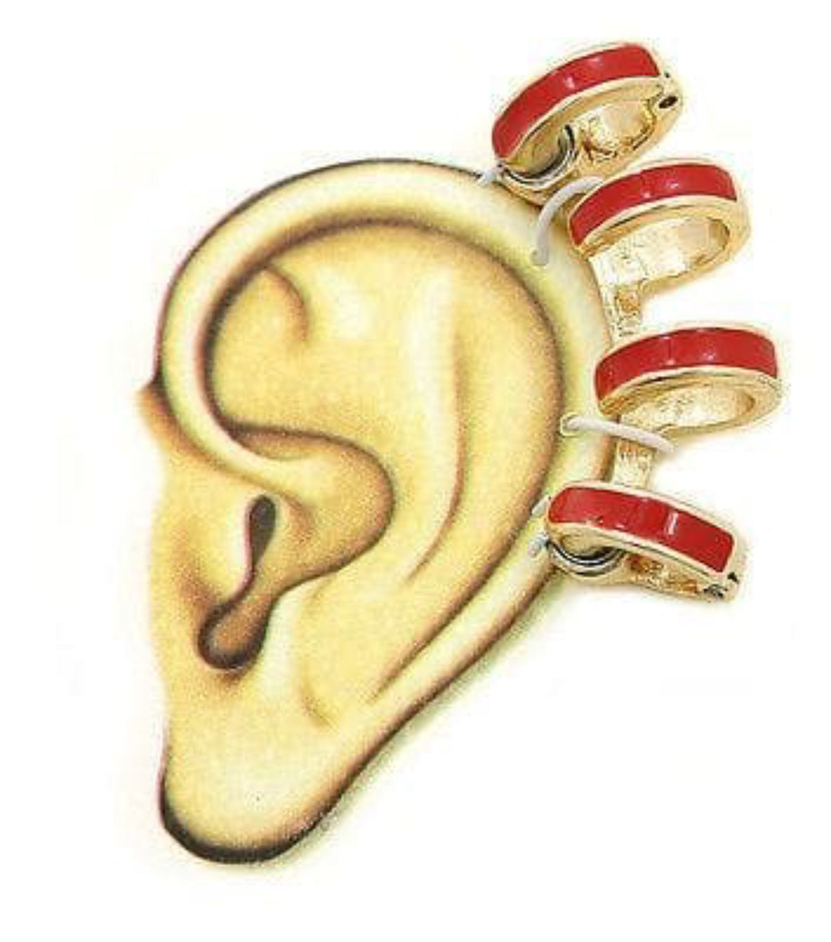 Ear Cuff Earring Urban Glam Bold Bright Colors Magnetic Round Ring with Red Gold - The House of Awareness