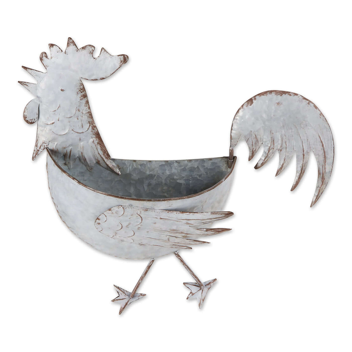 Pig and Rooster Galvanized Wall Planter