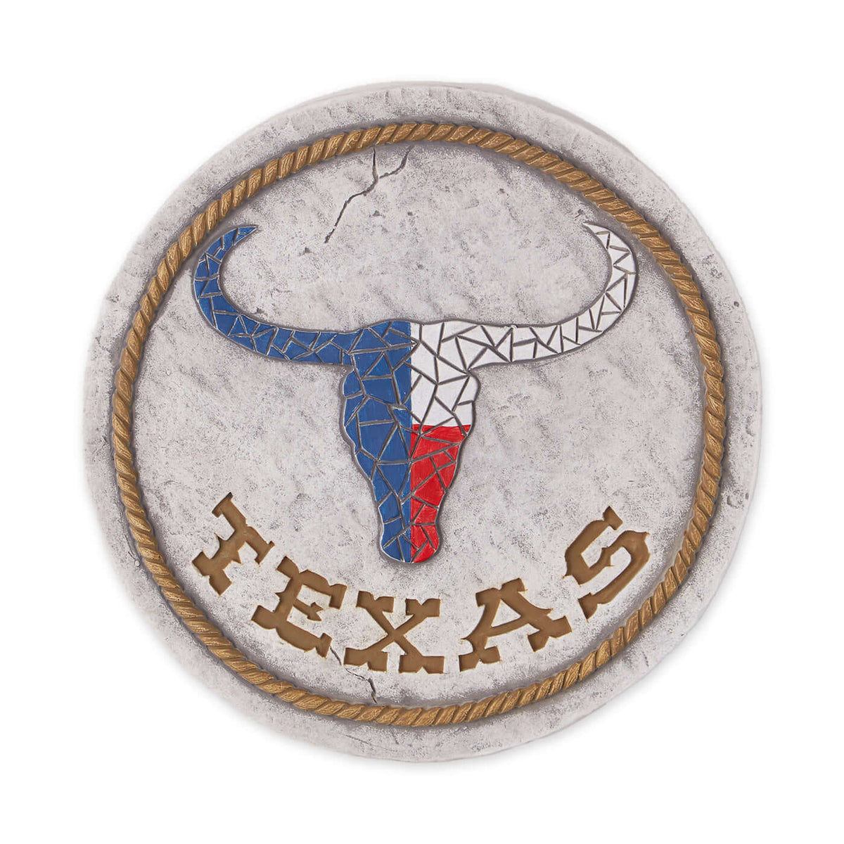 Don't Mess with Texas Heart and Texas Longhorn Flag Decorative Stone