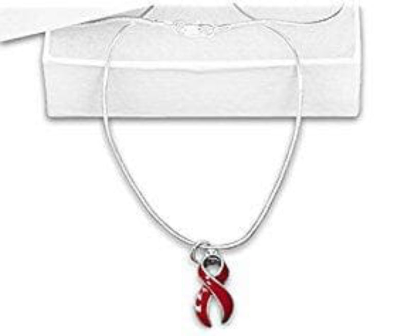 Heart Disease Awareness Red Ribbon Necklace Ribbon - The House of Awareness
