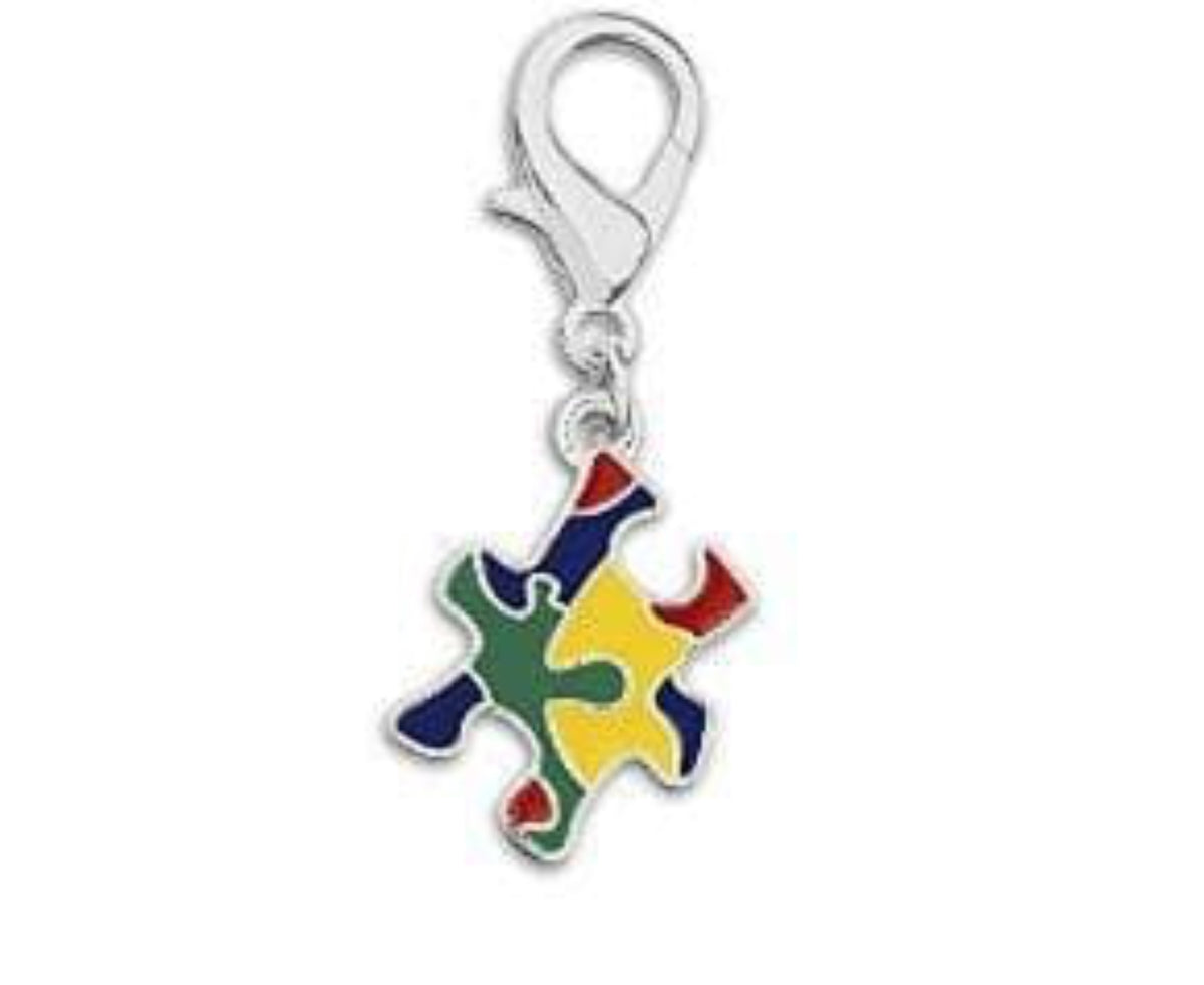 Colored Puzzle Piece Autism Hanging Charm - The House of Awareness