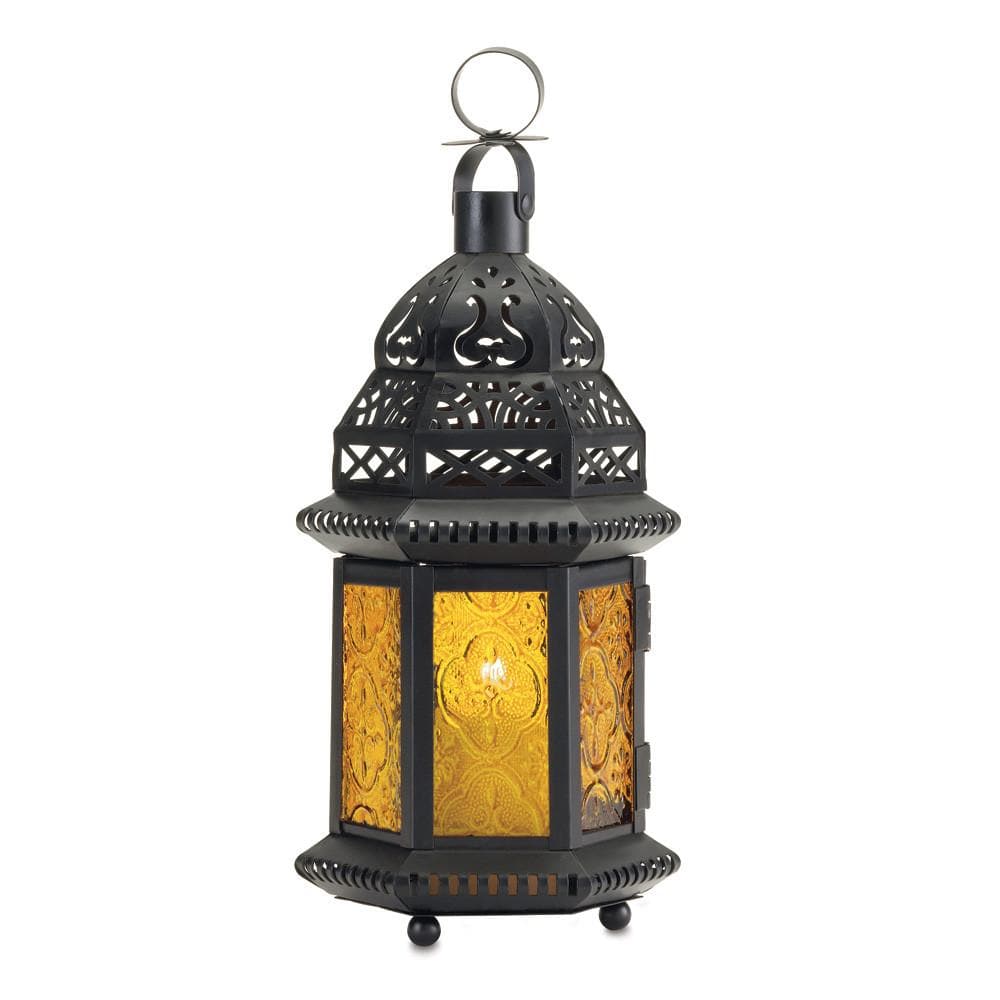 Yellow Glass Moroccan Lantern - The House of Awareness