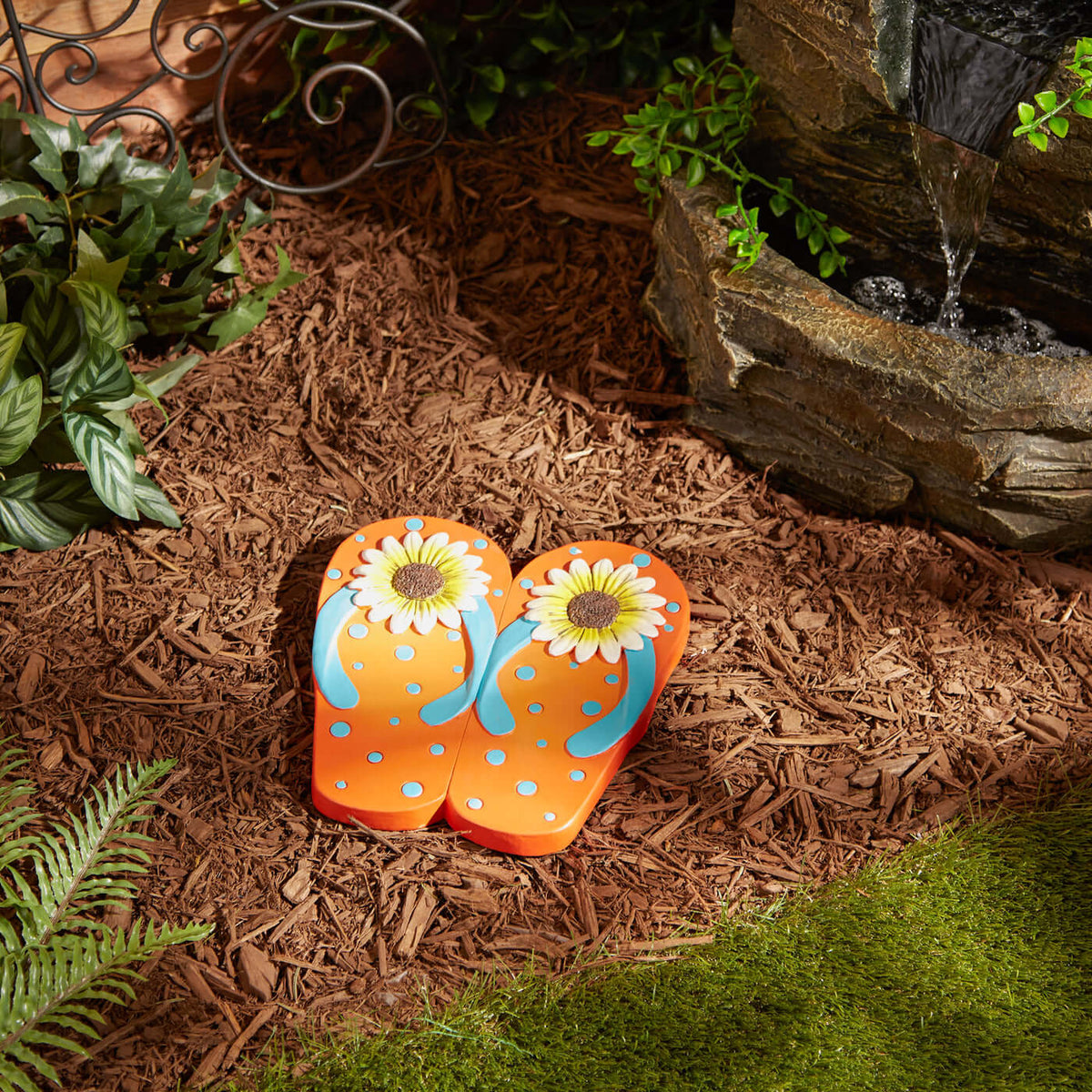  Sunflower Dot Flip Flop Stepping Stone- The House of Awareness