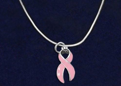 Breast Cancer Awareness Pink Large Ribbon Charm Necklace - The House of Awareness