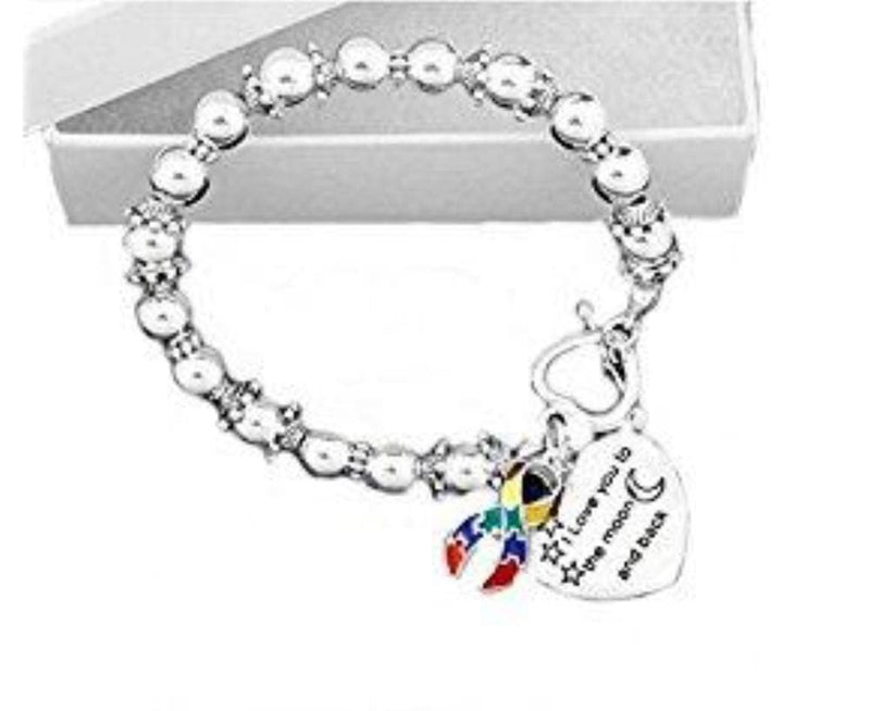 I Love You to the Moon and Back Ribbon Bead Bracelet for Autism - The House of Awareness