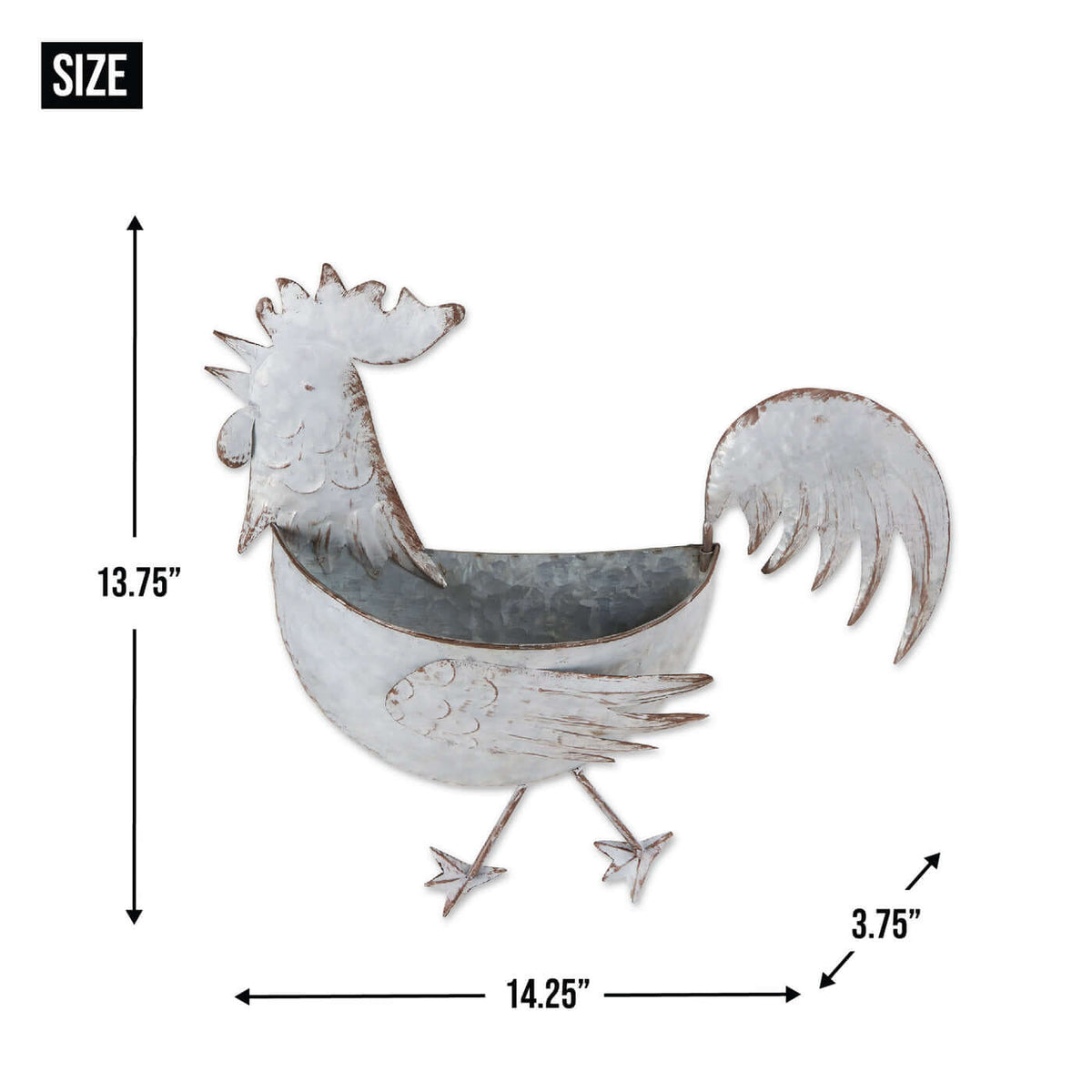Pig and Rooster Galvanized Wall Planter