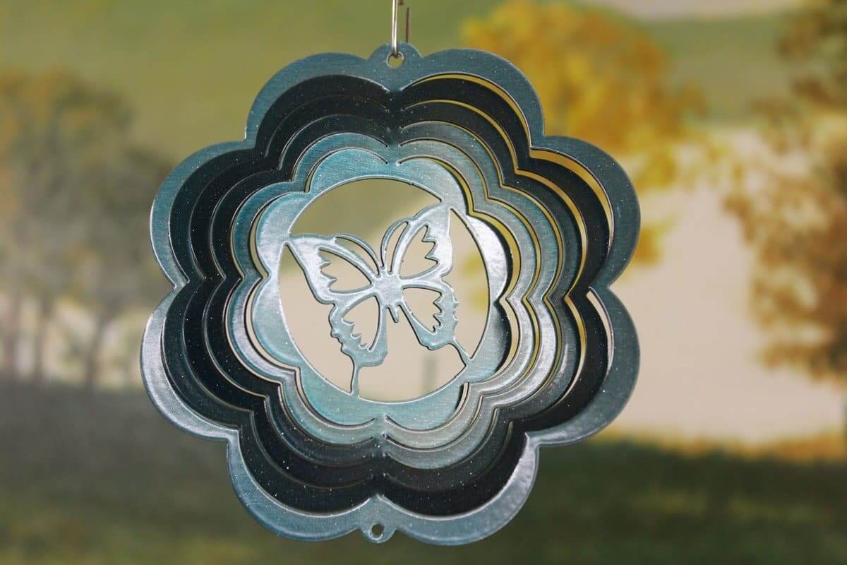 4" Teal Scalloped Mini Butterfly Wind Spinner - The House of Awareness