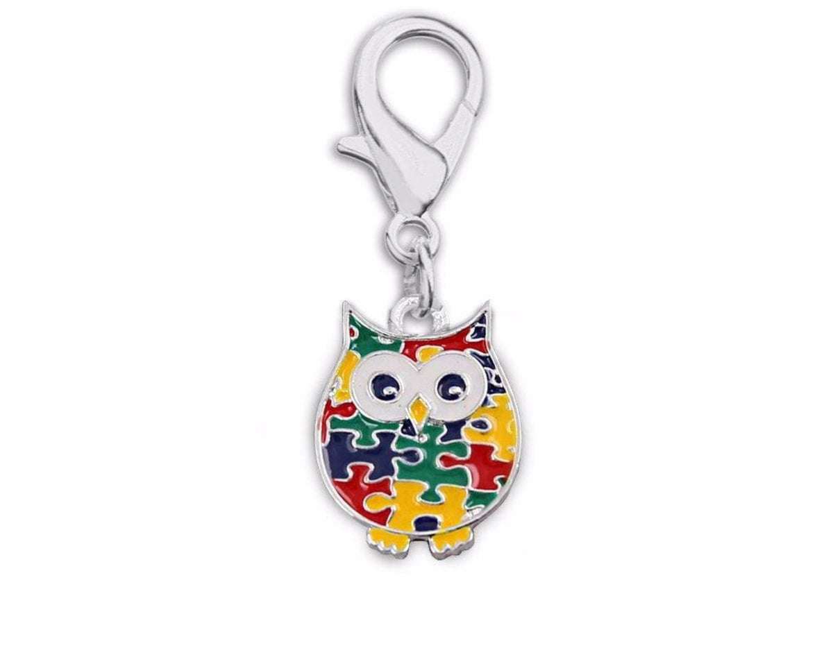 Autism Owl Puzzle Piece Hanging Charm - The House of Awareness