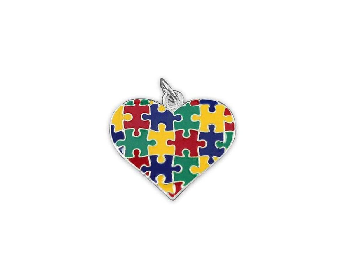 Autism Colored Puzzle Heart Charm - The House of Awareness