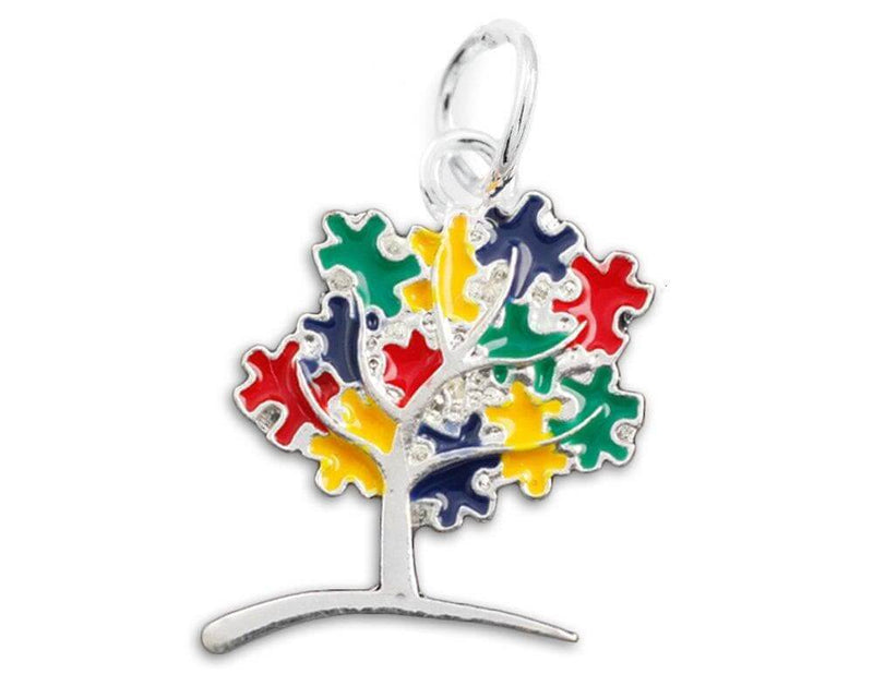 Hanging Autism Puzzle Piece Tree Earrings - The House of Awareness