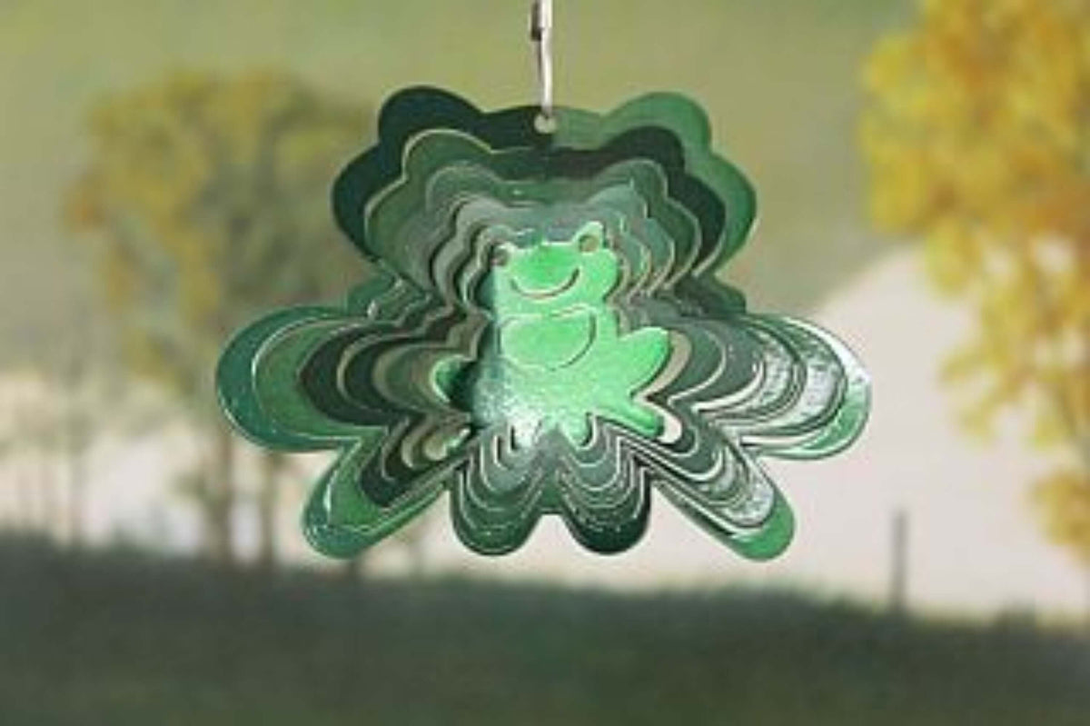 3" Small Green Frog Wind Spinner- The House of Awareness
