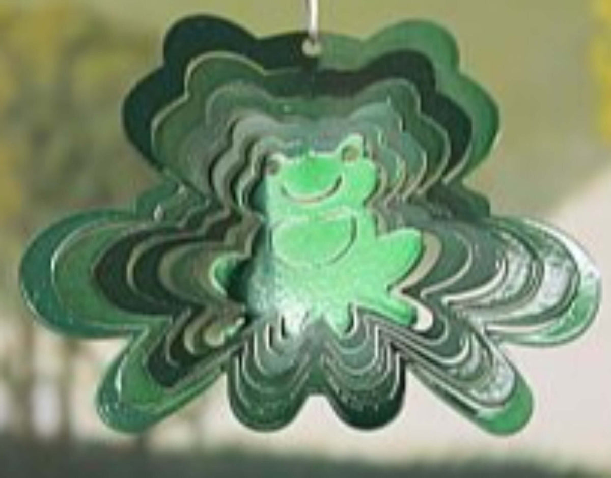 3" Small Green Frog Wind Spinner- The House of Awareness