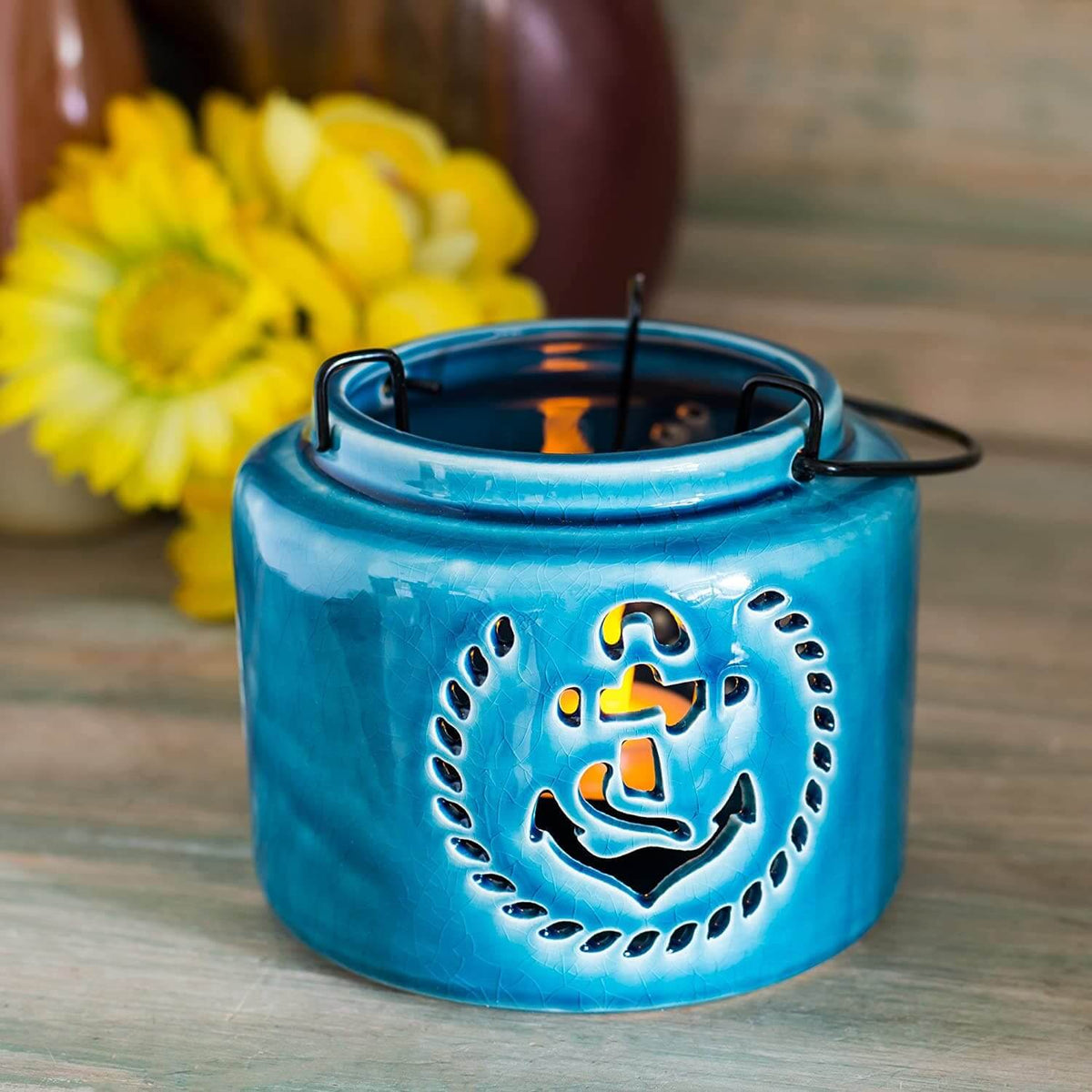 Blue Anchor Ceramic Lantern- The House of Awareness