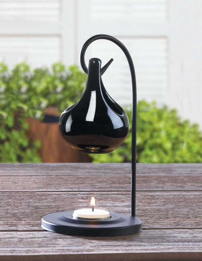Black Tear Drop Oil Warmer with Candle and Oil - The House of Awareness