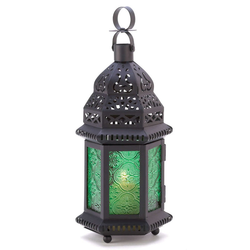 Green and Rainbow Glass Moroccan Lanterns - The House of Awareness