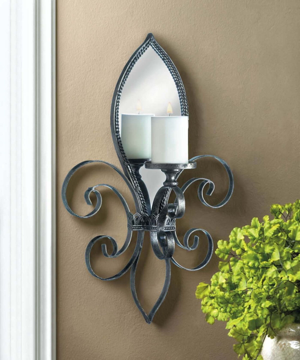 Fleur-de-lis Mirrored Wall Sconce - The House of Awareness