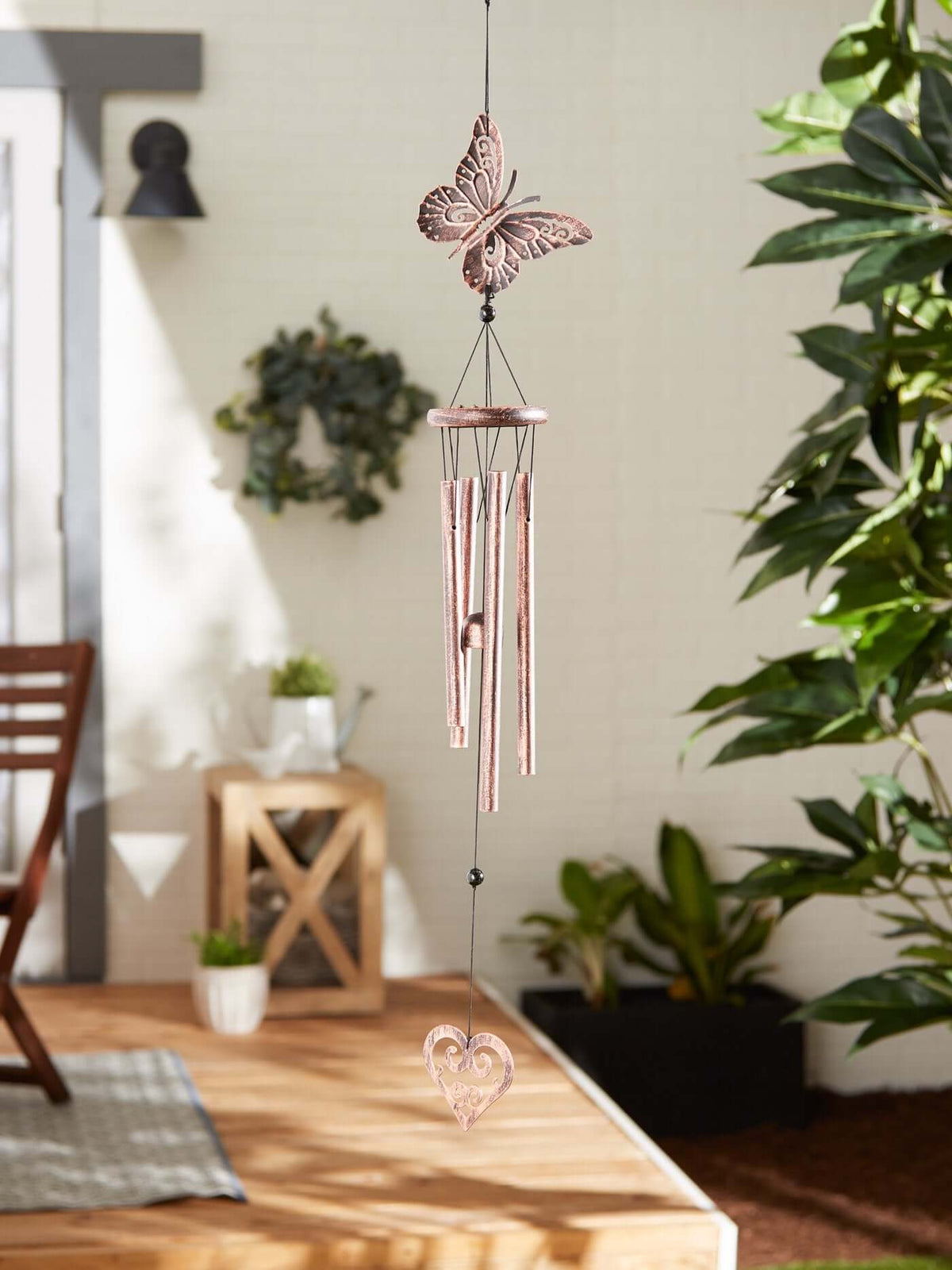 Butterfly And Heart Windchime - The House of Awareness