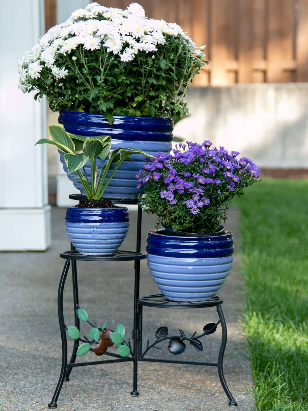 Two Toned Blue Planter Set of 3