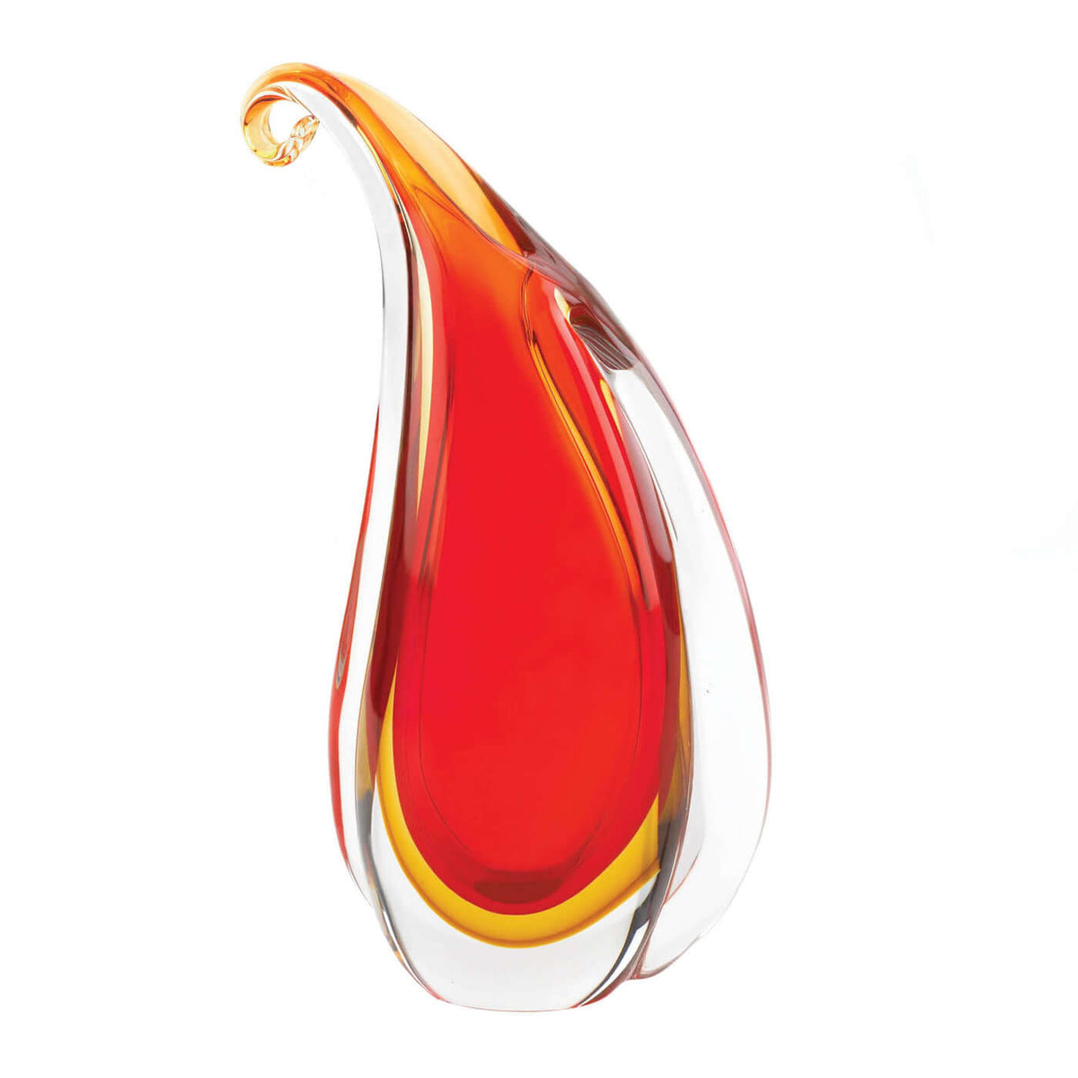 Red Teardrop Art Glass Vase