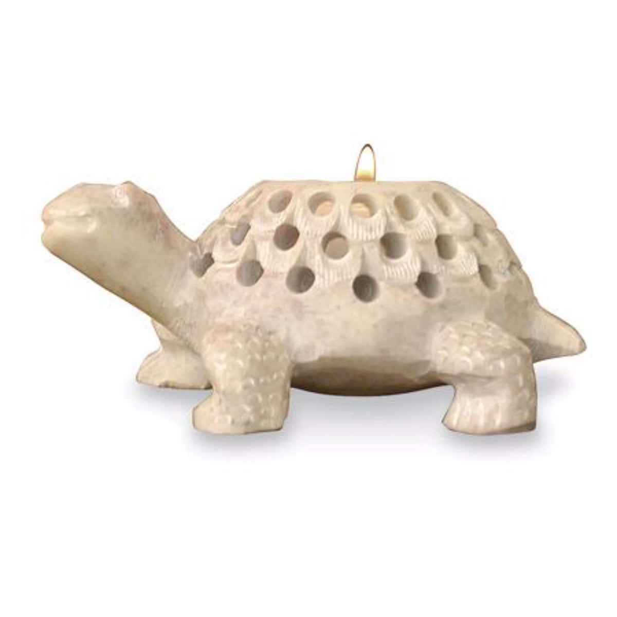 Stone Turtle Tea Light Holder with 1 Led Tea Light with Timer
