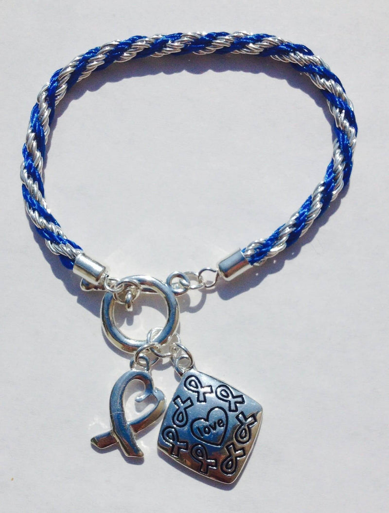 Awareness Causes SUPPORT BLUE Rope Bracelet Puzzle Ribbon and Charm - The House of Awareness