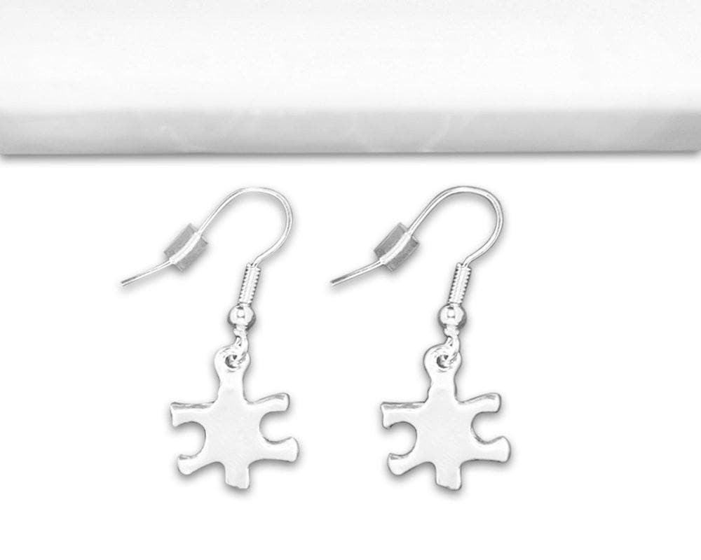 Autism Awareness Silver Puzzle Piece Earrings - The House of Awareness