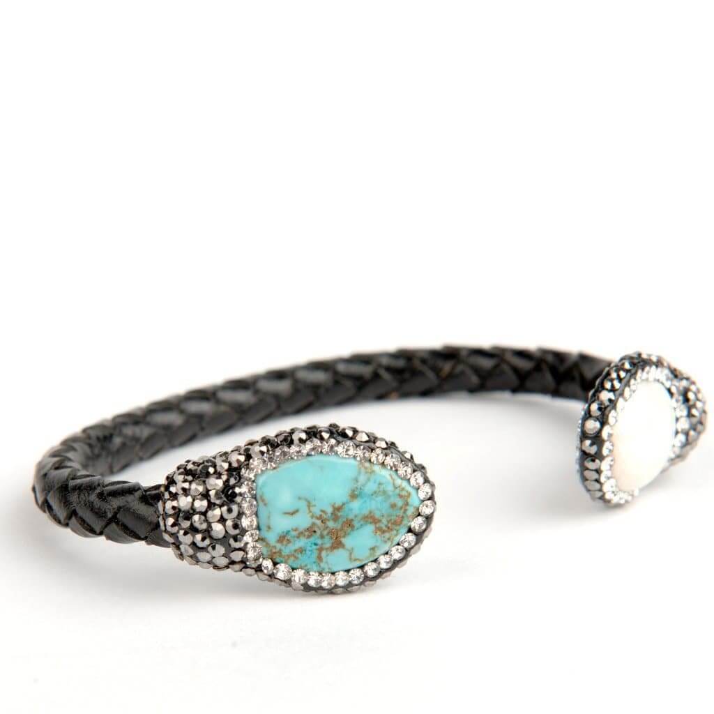 Isis Leather Turquoise and Pearl Bracelet - The House of Awareness